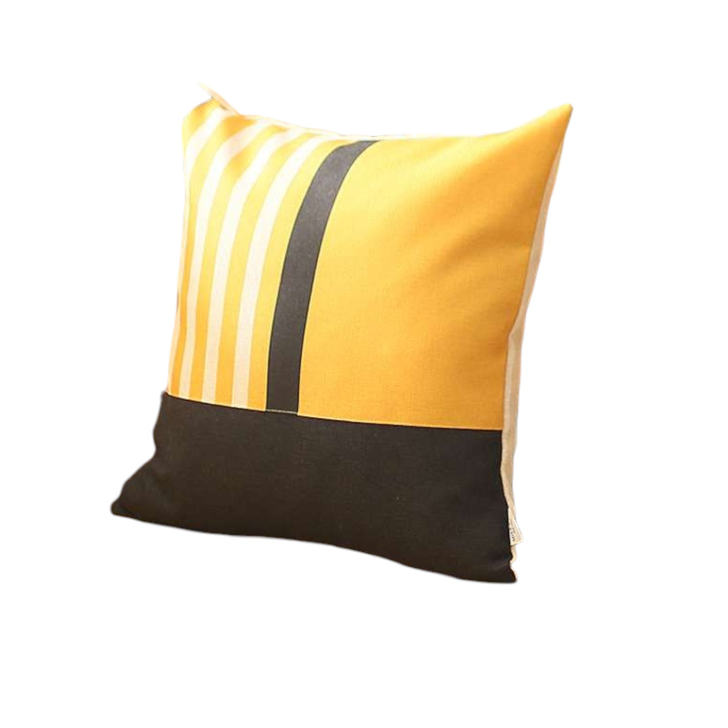 Set Of 4 Yellow And Black Printed Pillow Covers-Accent Throw Pillows-DECOROLALA
