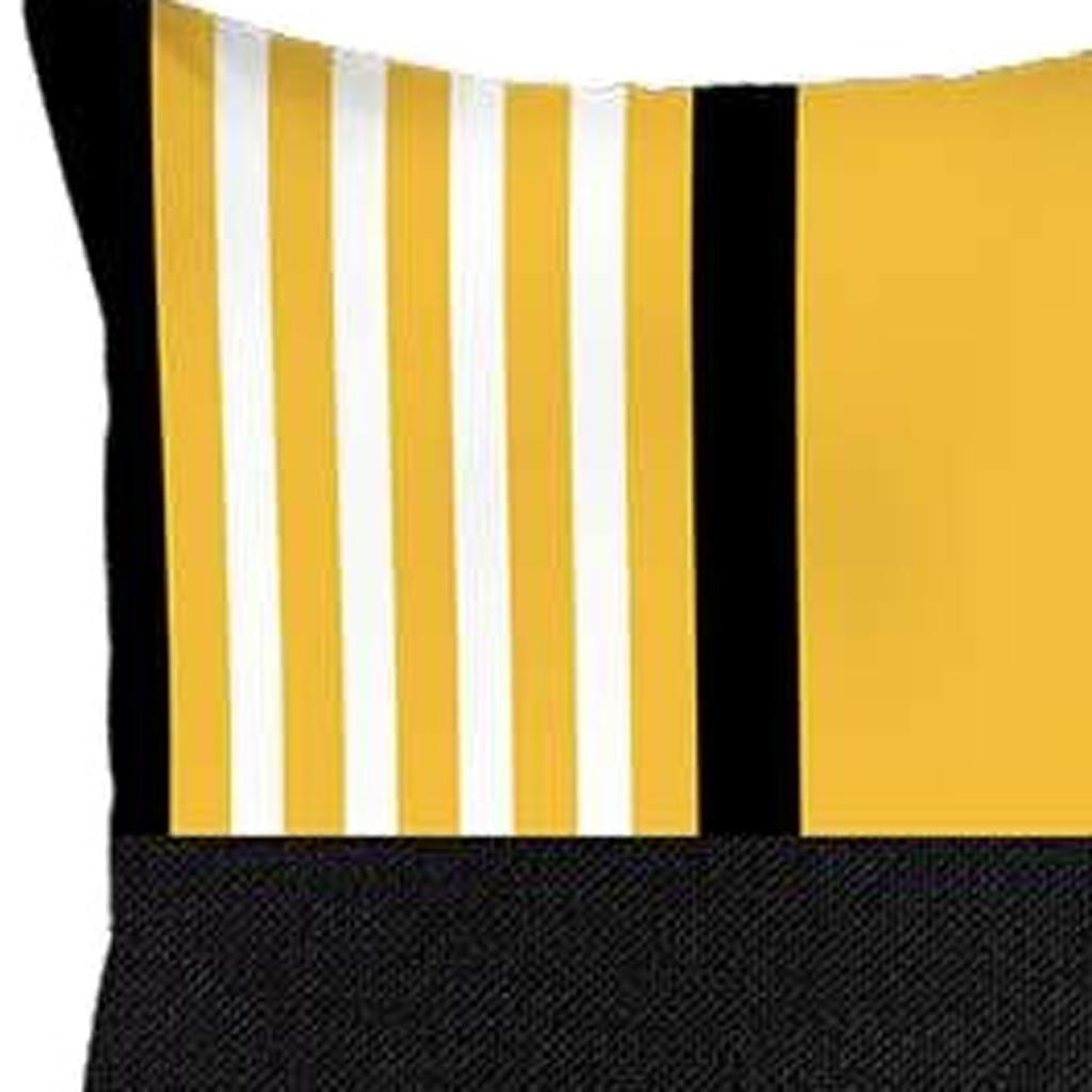 Set Of 4 Yellow And Black Printed Pillow Covers-Accent Throw Pillows-DECOROLALA