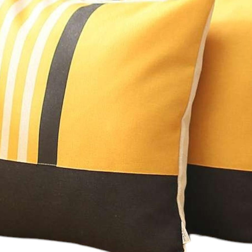 Set Of 4 Yellow And Black Printed Pillow Covers-Accent Throw Pillows-DECOROLALA