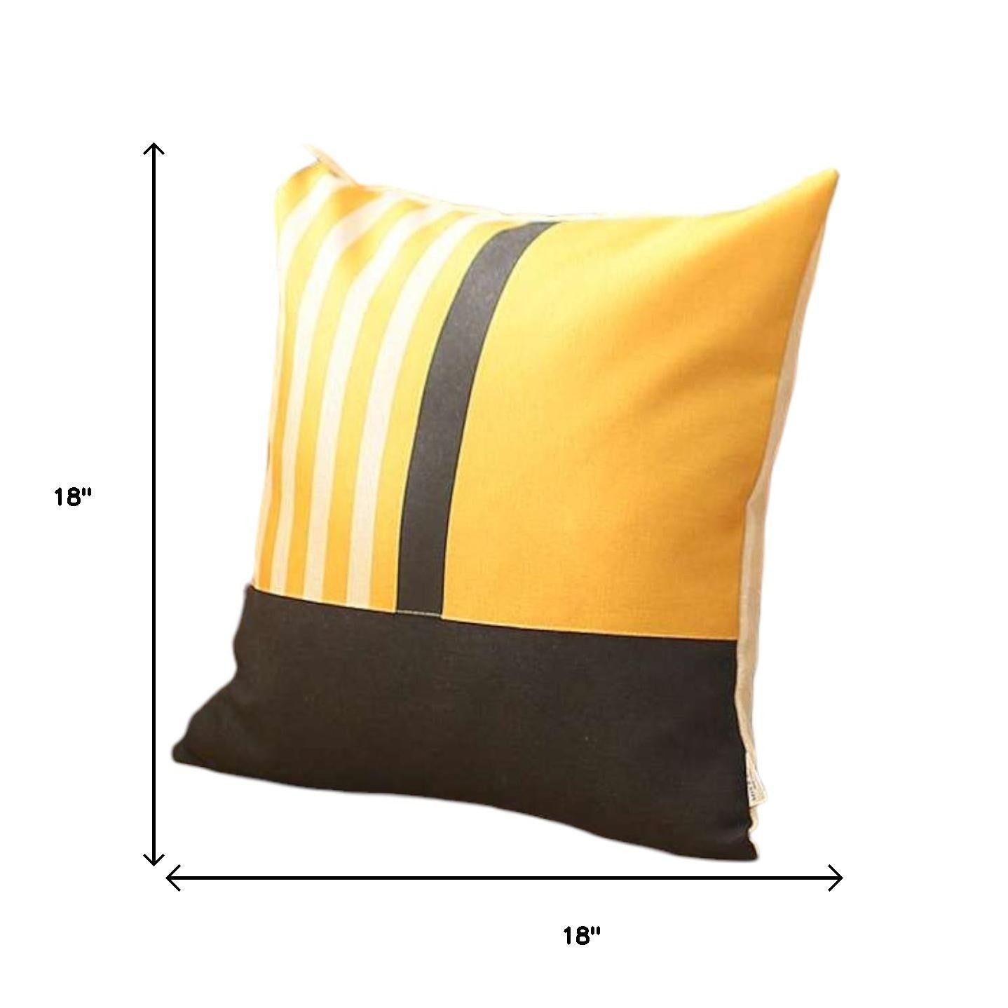 Set Of 4 Yellow And Black Printed Pillow Covers-Accent Throw Pillows-DECOROLALA