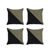 Set Of 4 Yellow Houndstooth Pillow Covers-Accent Throw Pillows-DECOROLALA