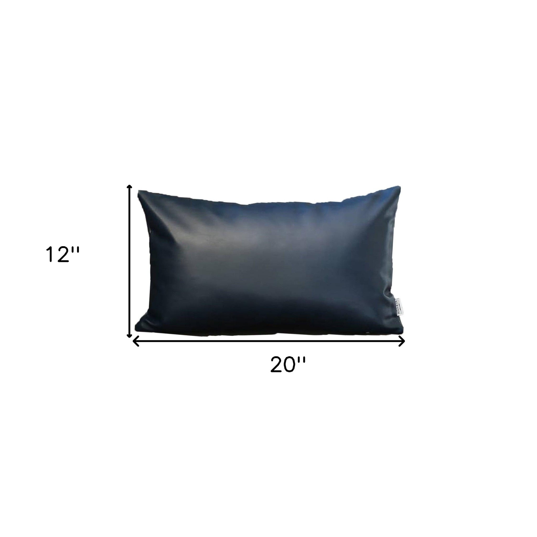Set Of Four 12" X 20" Navy Blue Faux Leather Zippered Pillow-Accent Throw Pillows-DECOROLALA