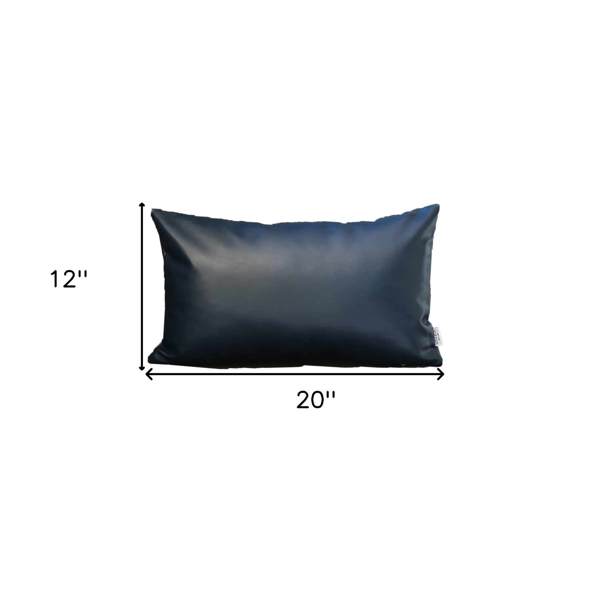 Set Of Four 12" X 20" Navy Blue Faux Leather Zippered Pillow Cover-Accent Throw Pillows-DECOROLALA