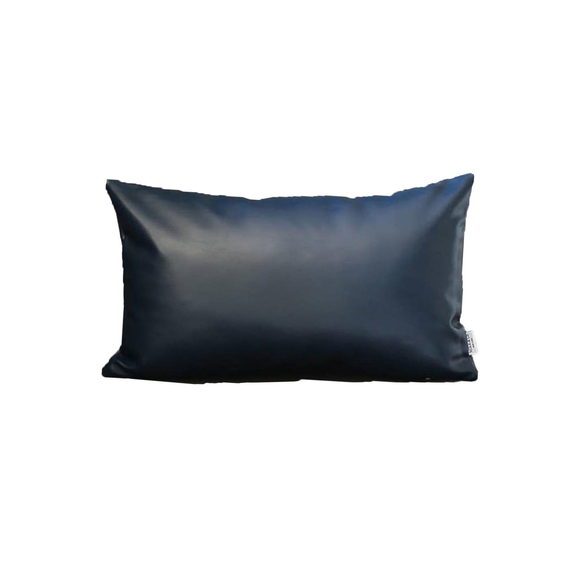 Set Of Four 12" X 20" Navy Blue Faux Leather Zippered Pillow Cover-Accent Throw Pillows-DECOROLALA