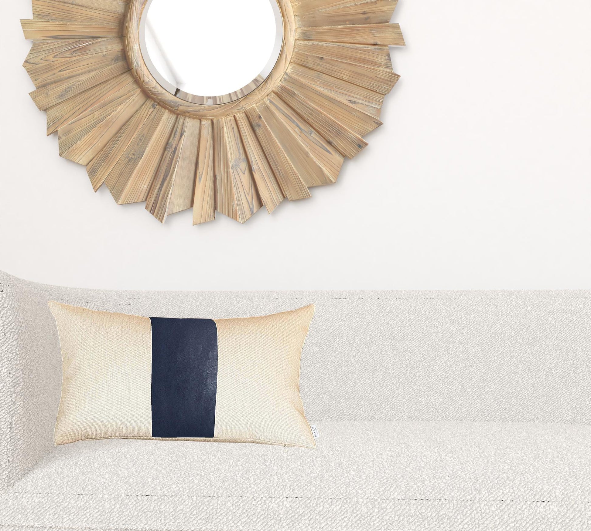 Set Of Four 12" X 20" Navy Blue and Ivory Faux Leather Zippered Pillow Cover-Accent Throw Pillows-DECOROLALA