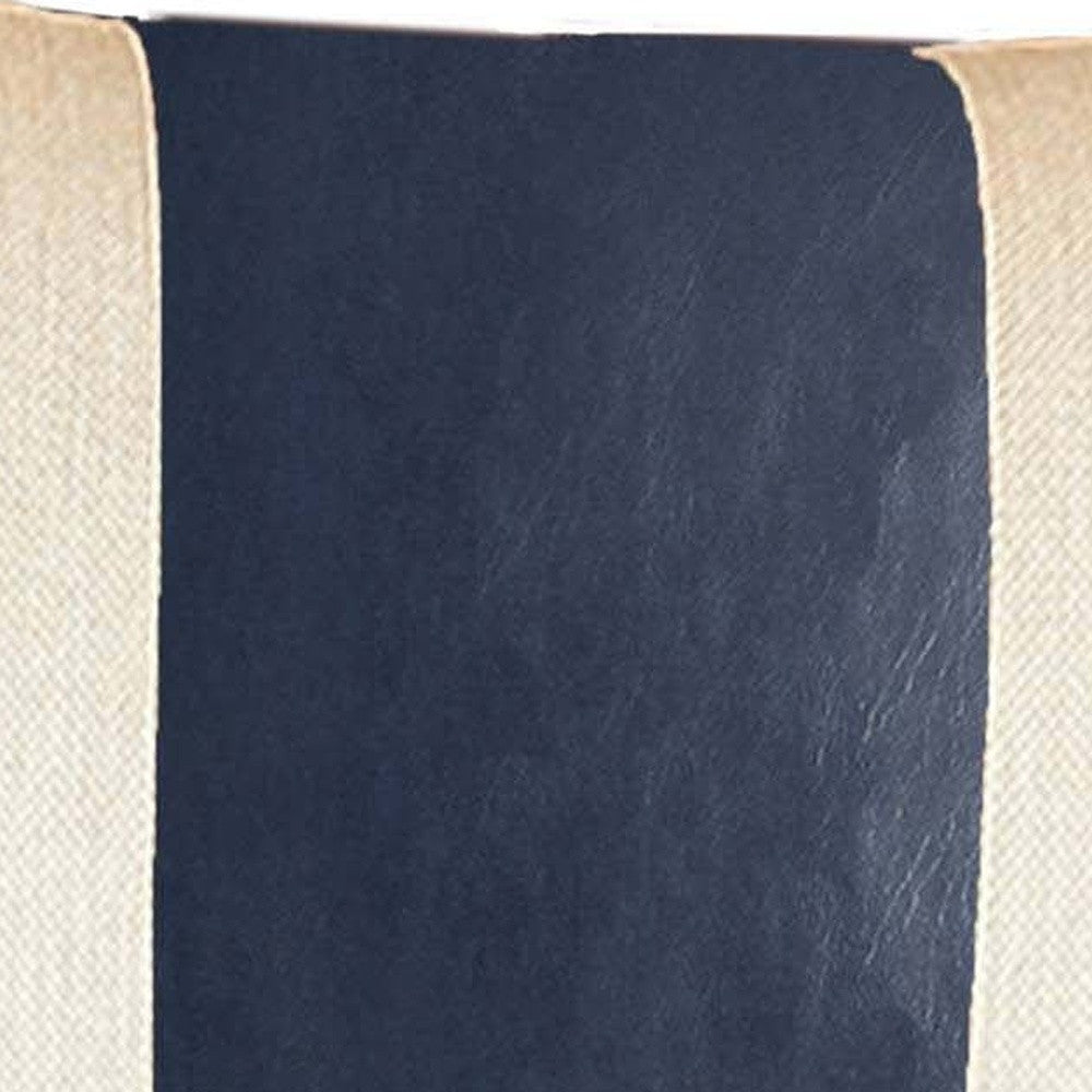 Set Of Four 12" X 20" Navy Blue and Ivory Faux Leather Zippered Pillow Cover-Accent Throw Pillows-DECOROLALA