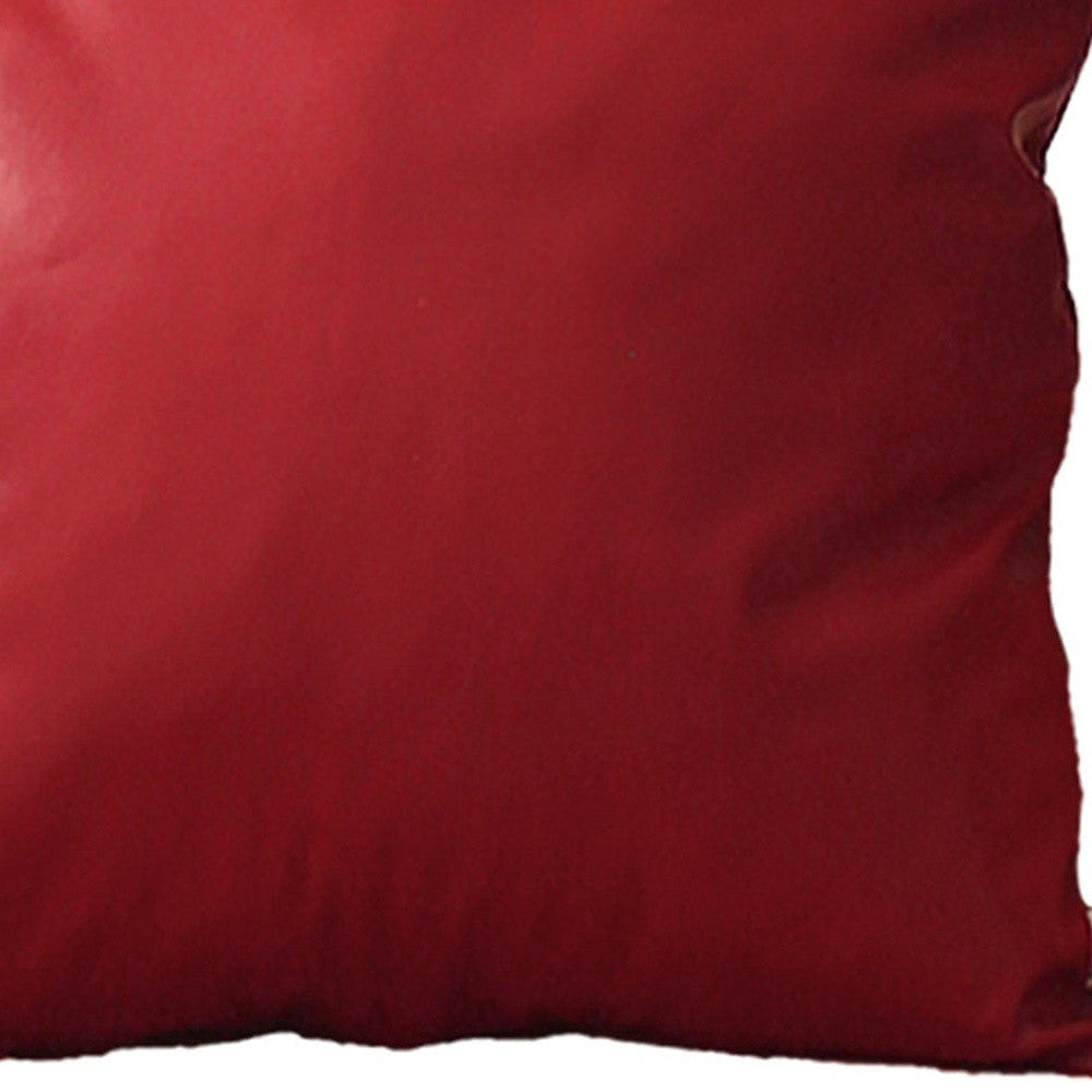 Set Of Four 17" X 17" Red Faux Leather Zippered Pillow Cover-Accent Throw Pillows-DECOROLALA