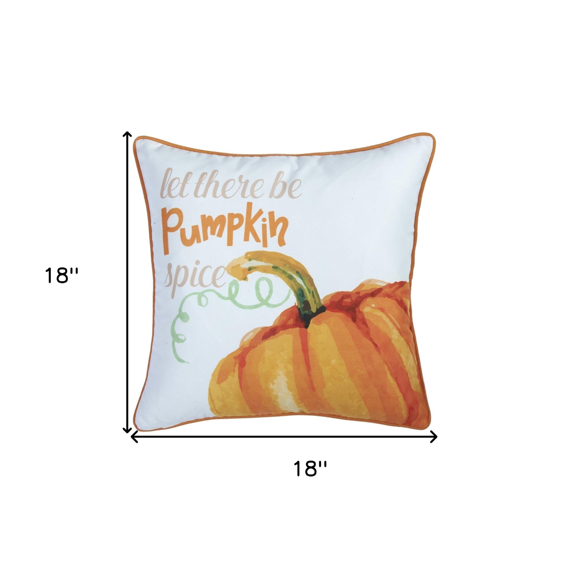 Set Of Four 18" Orange And White Pumpkin Spice Throw Pillow Covers-Accent Throw Pillows-DECOROLALA