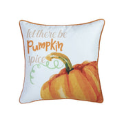 Set Of Four 18" Orange And White Pumpkin Spice Throw Pillow Covers-Accent Throw Pillows-DECOROLALA