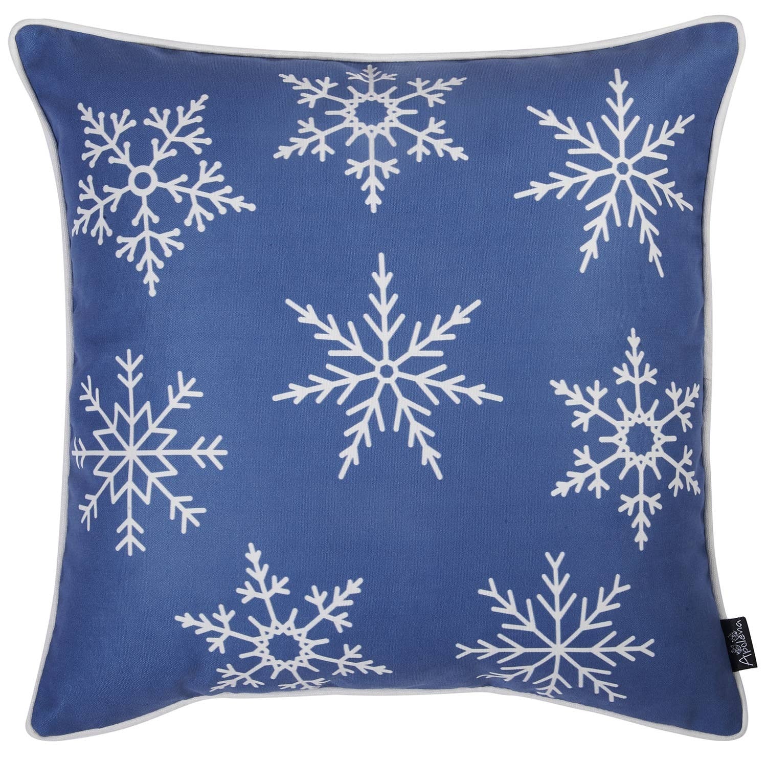 Set Of Four 18" X 18" Blue Zippered Polyester Christmas Reindeer Throw Pillow Cover-Accent Throw Pillows-DECOROLALA