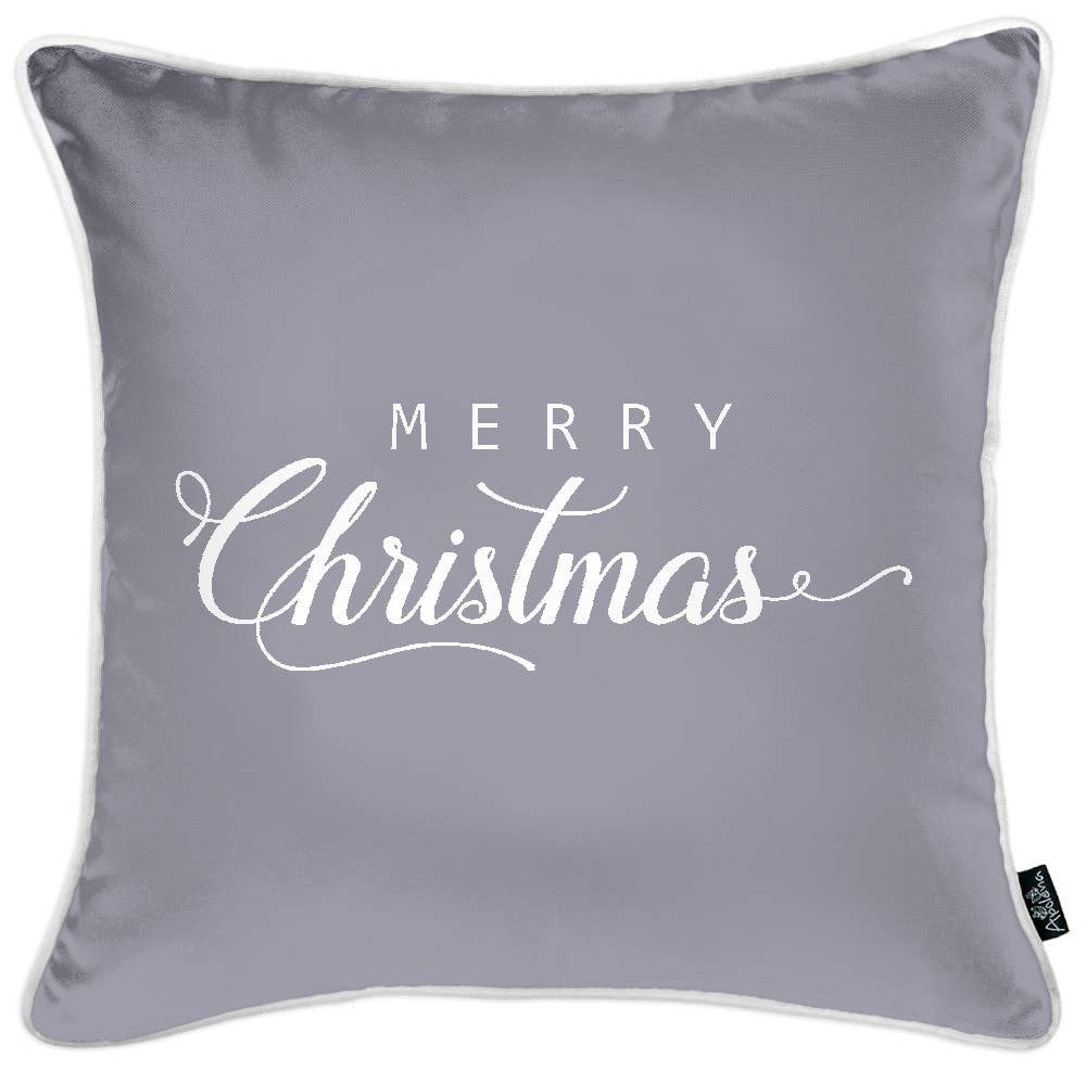 Set Of Four 18" X 18" Grey Zippered Polyester Christmas Snowflakes Throw Pillow Cover-Accent Throw Pillows-DECOROLALA