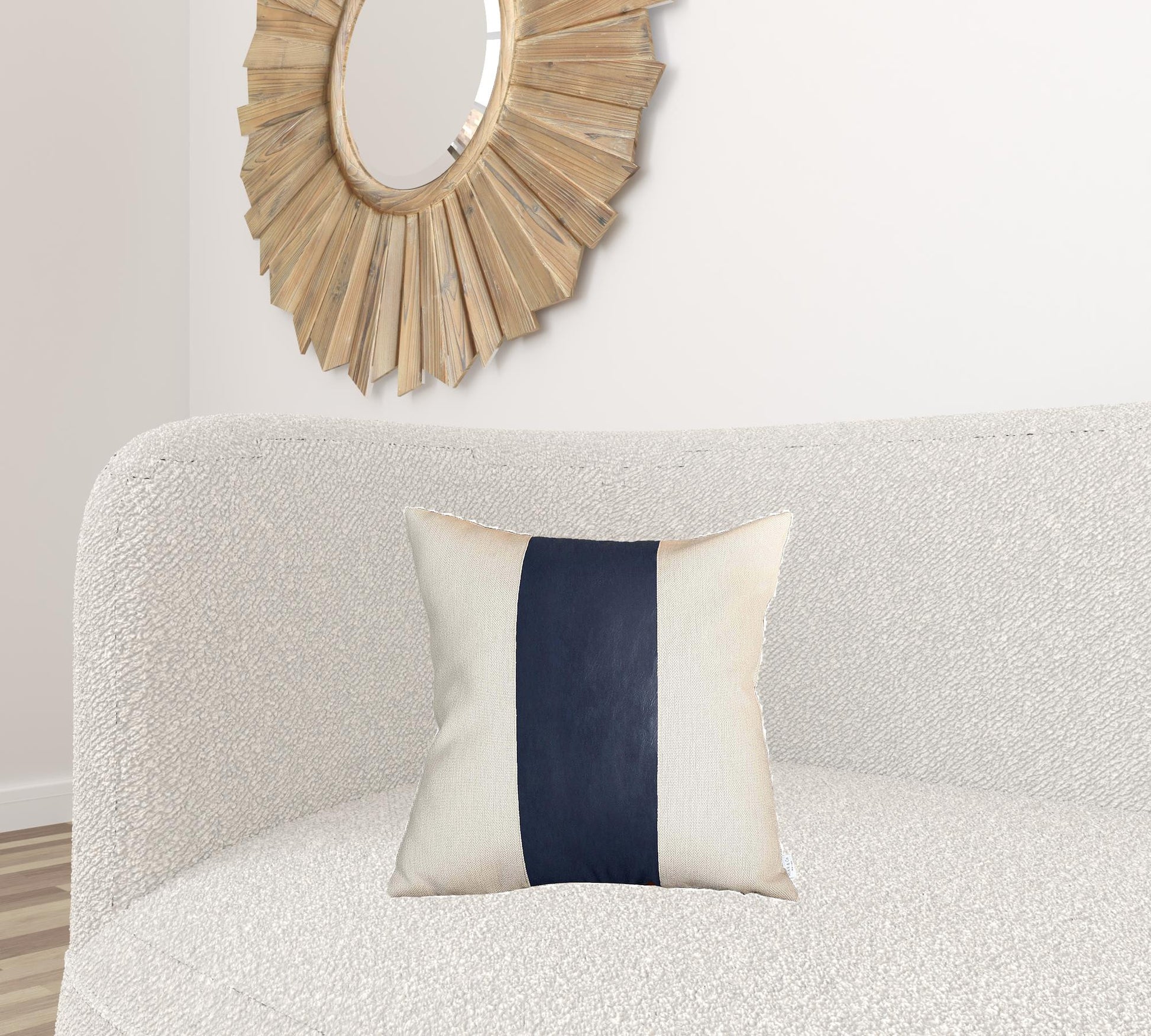Set Of Four 18" X 18" Navy Blue and Ivory Faux Leather Zippered Pillow-Accent Throw Pillows-DECOROLALA
