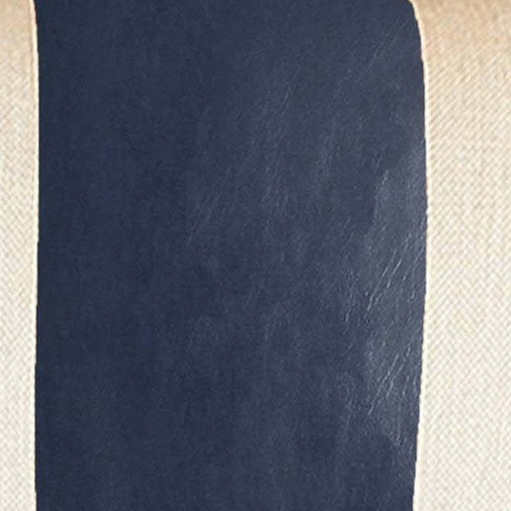 Set Of Four 18" X 18" Navy Blue and Ivory Faux Leather Zippered Pillow-Accent Throw Pillows-DECOROLALA