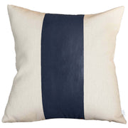 Set Of Four 18" X 18" Navy Blue and Ivory Faux Leather Zippered Pillow-Accent Throw Pillows-DECOROLALA