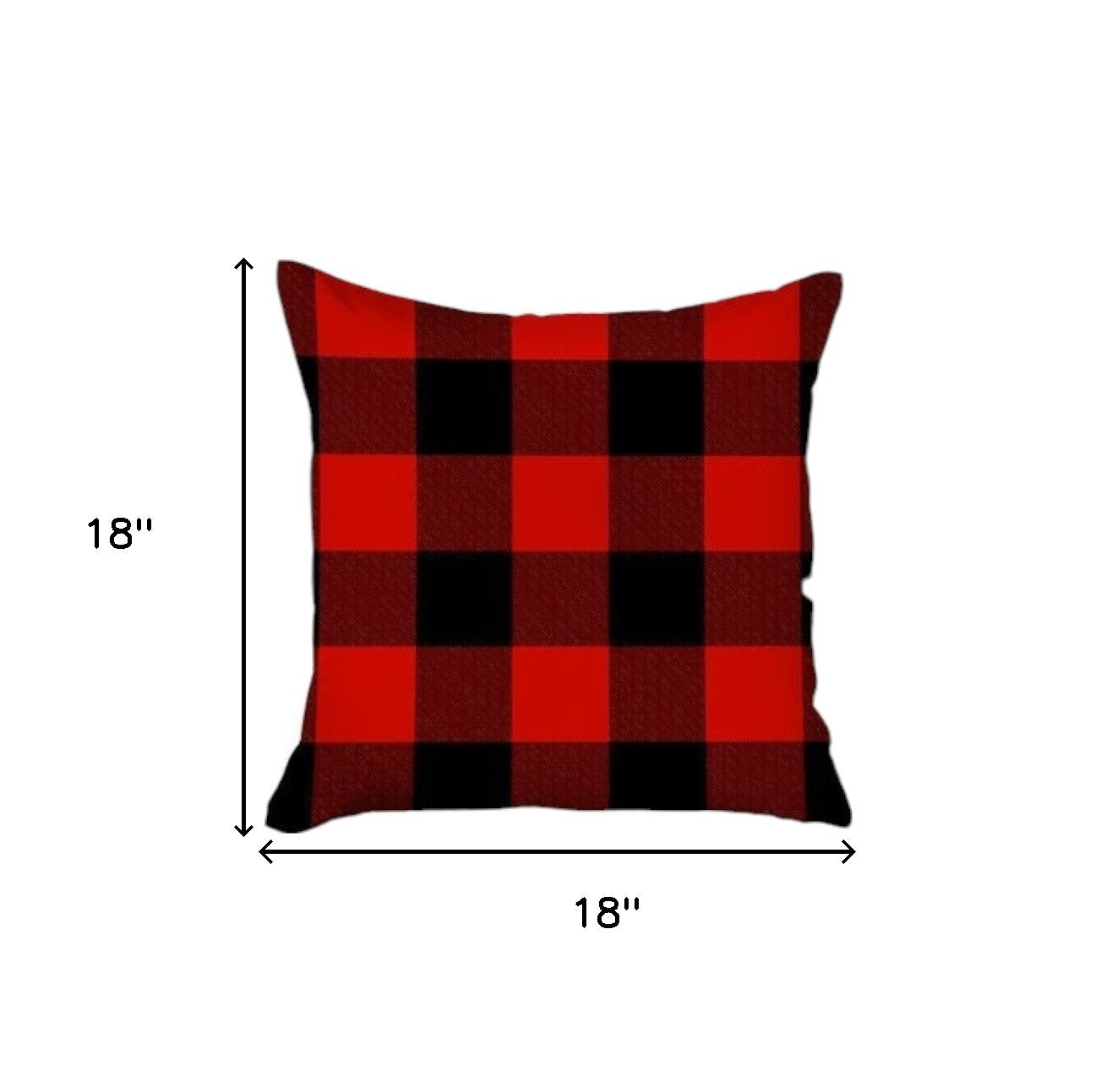 Set Of Four 18 X 18 Red And Black Plaid Zippered Polyester Christmas Throw Pillow-Accent Throw Pillows-DECOROLALA