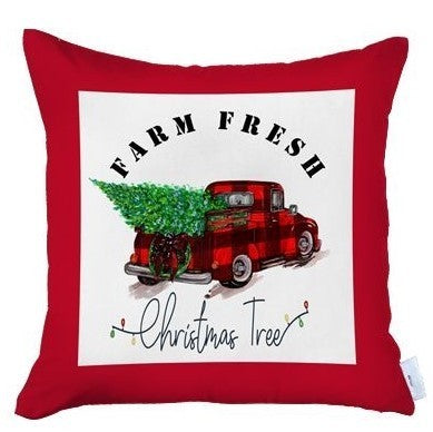 Set Of Four 18 X 18 Red Plaid Zippered Polyester Christmas Tree Throw Pillow-Accent Throw Pillows-DECOROLALA