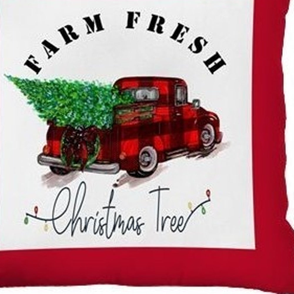 Set Of Four 18 X 18 Red Plaid Zippered Polyester Christmas Tree Throw Pillow-Accent Throw Pillows-DECOROLALA