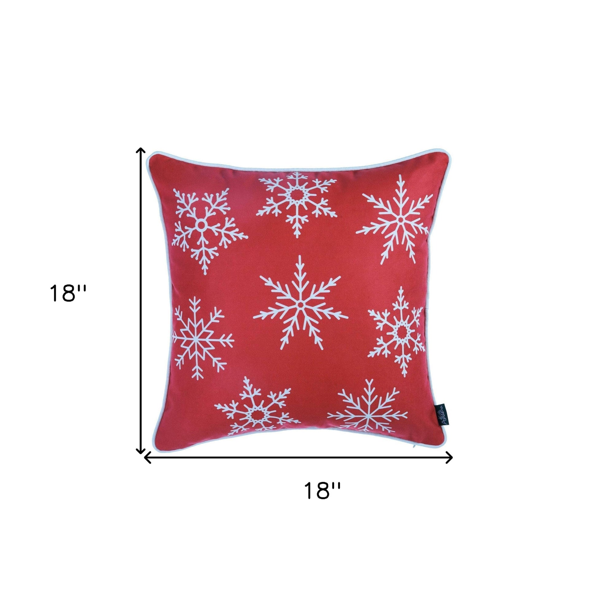 Set Of Four 18" X 18" Red Zippered Polyester Christmas Snowflakes Throw Pillow-Accent Throw Pillows-DECOROLALA