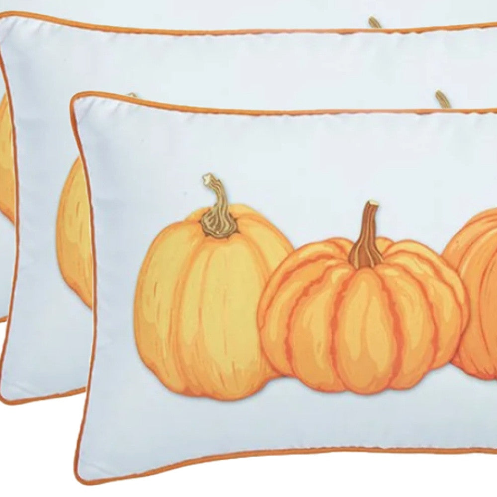 Set Of Four 20" Orange Pumpkin Trio Lumbar Throw Pillow Covers-Accent Throw Pillows-DECOROLALA