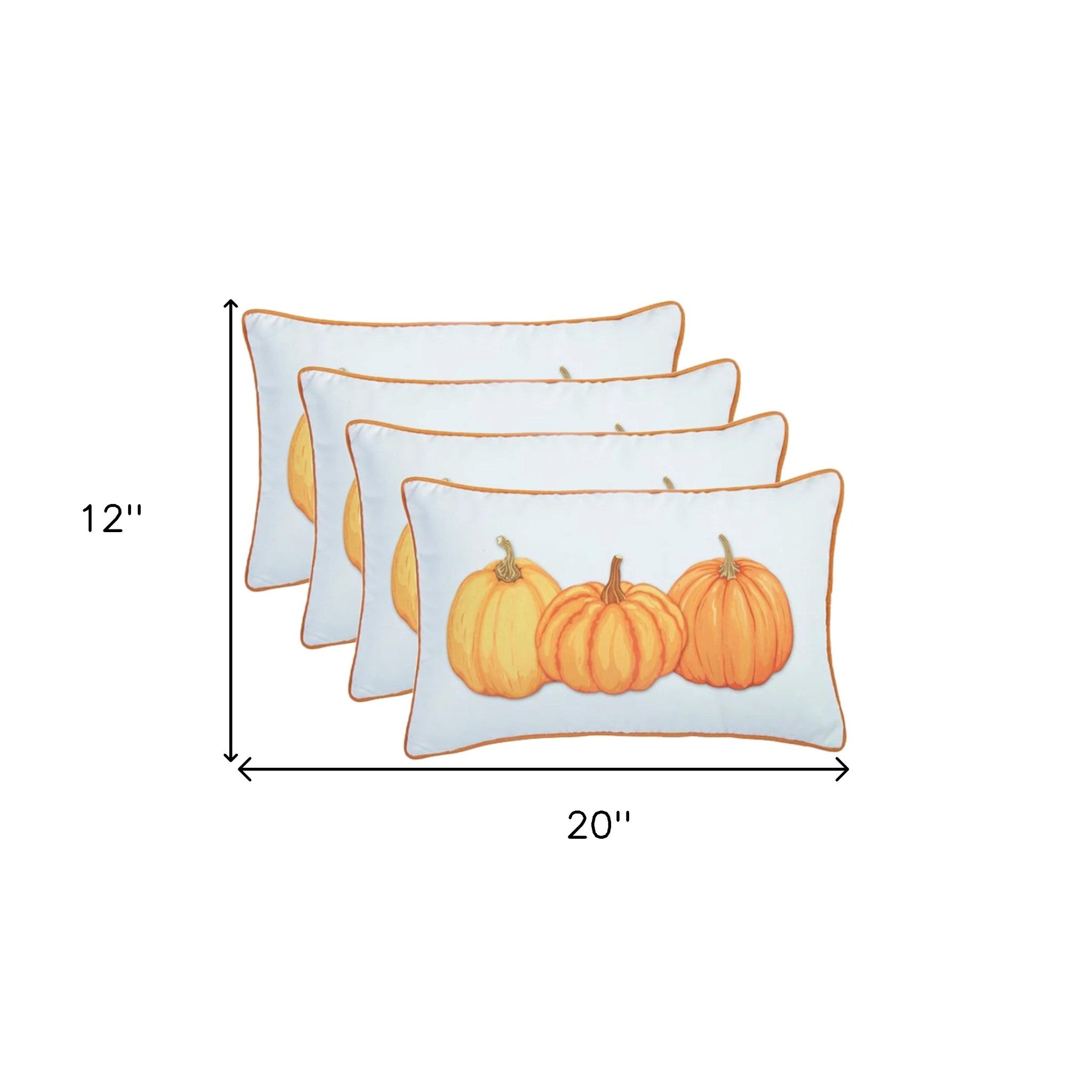 Set Of Four 20" Orange Pumpkin Trio Lumbar Throw Pillow Covers-Accent Throw Pillows-DECOROLALA