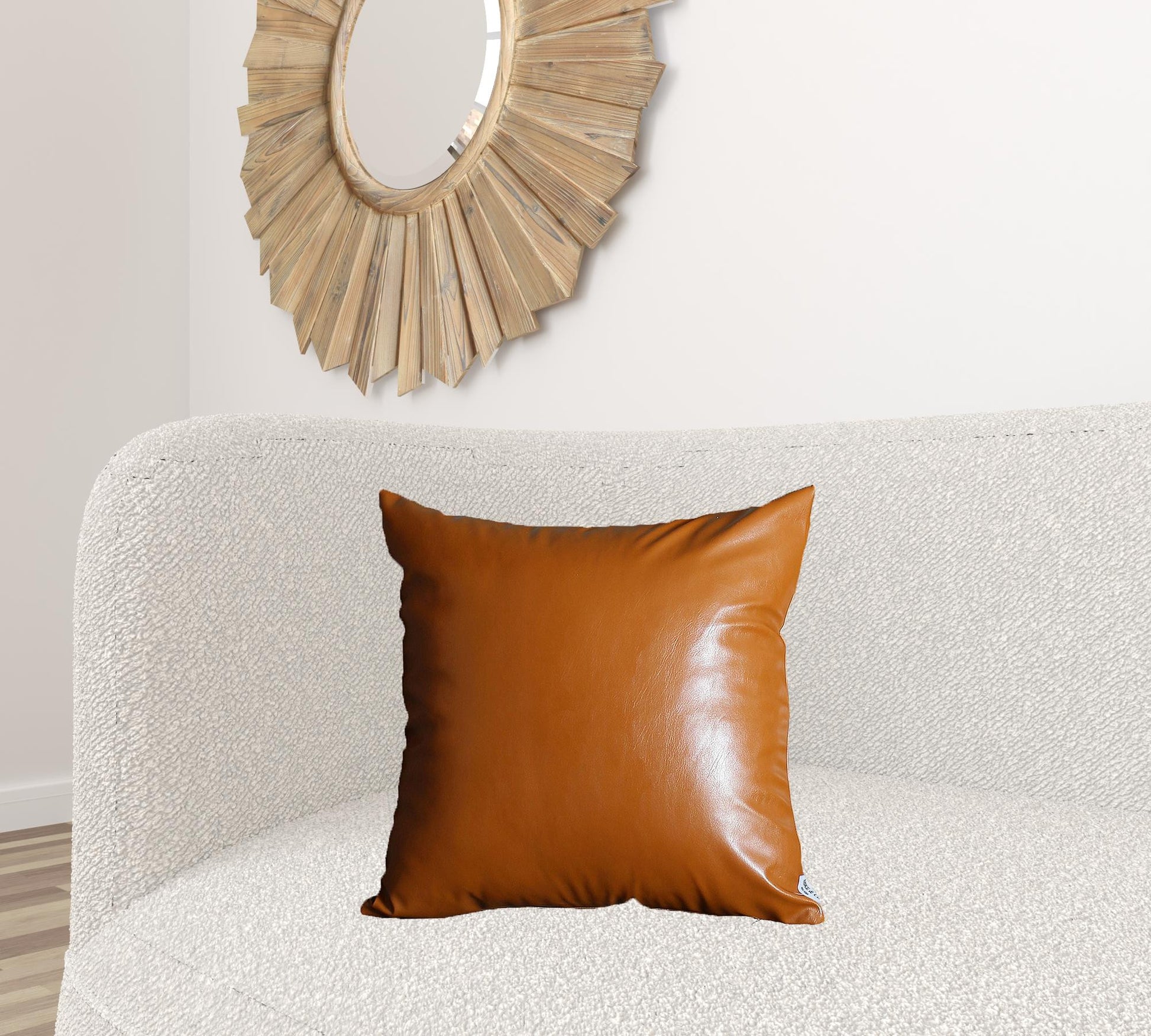 Set Of Four 20" X 20" Brown Faux Leather Zippered Pillow-Accent Throw Pillows-DECOROLALA