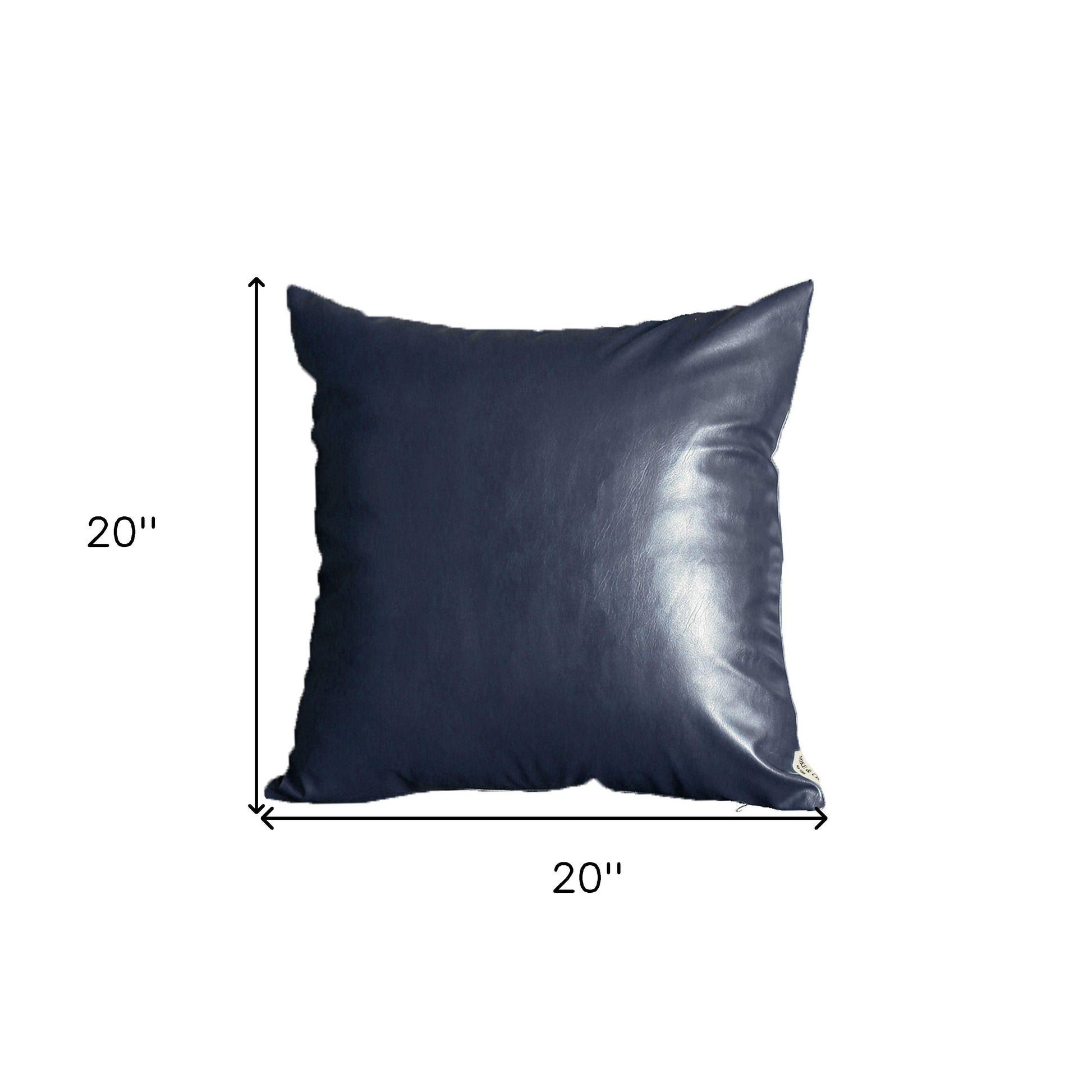 Set Of Four 20" X 20" Navy Blue Faux Leather Zippered Pillow-Accent Throw Pillows-DECOROLALA