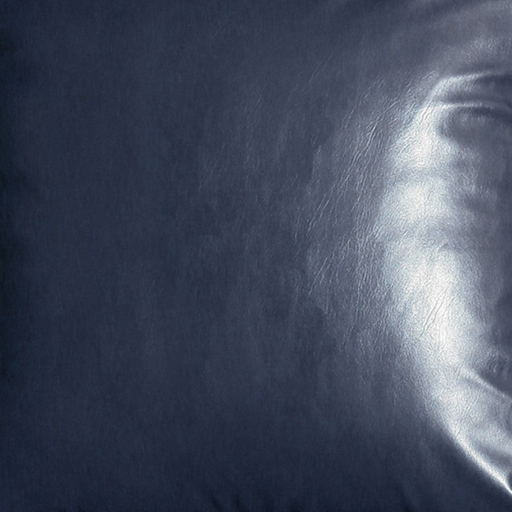 Set Of Four 20" X 20" Navy Blue Faux Leather Zippered Pillow-Accent Throw Pillows-DECOROLALA