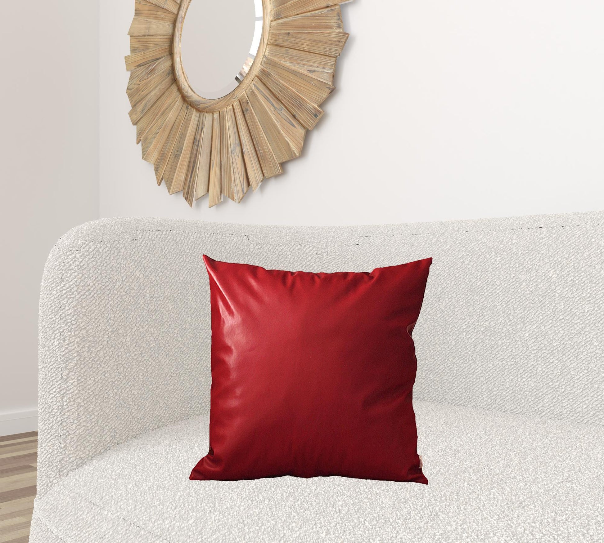Set Of Four 20" X 20" Red Faux Leather Zippered Pillow-Accent Throw Pillows-DECOROLALA