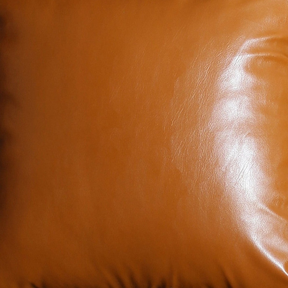 Set Of Four 24" X 24" Brown Faux Leather Zippered Pillow Cover-Accent Throw Pillows-DECOROLALA