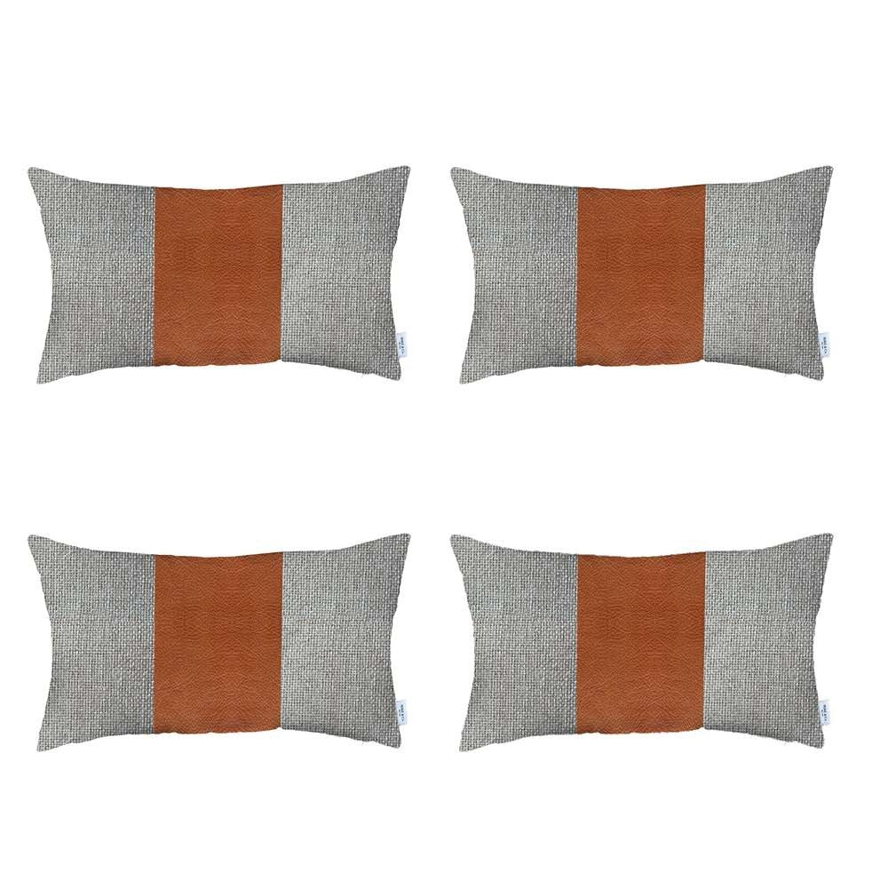 Set Of Four Multi Polyester Lumbar Pillow Cover-Accent Throw Pillows-DECOROLALA