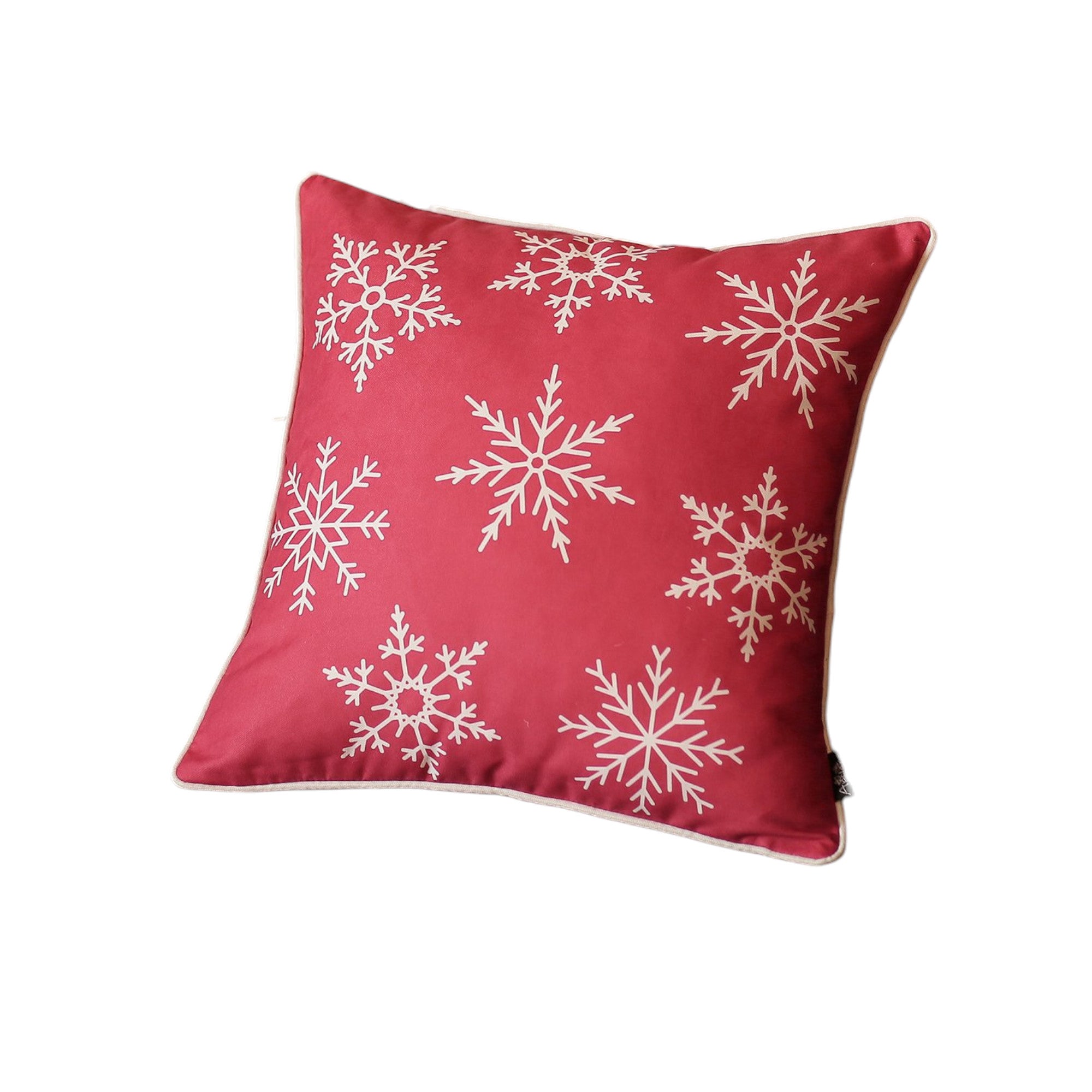 Set Of Four Red 18" Christmas Snowflakes Throw Pillow Covers-Accent Throw Pillows-DECOROLALA