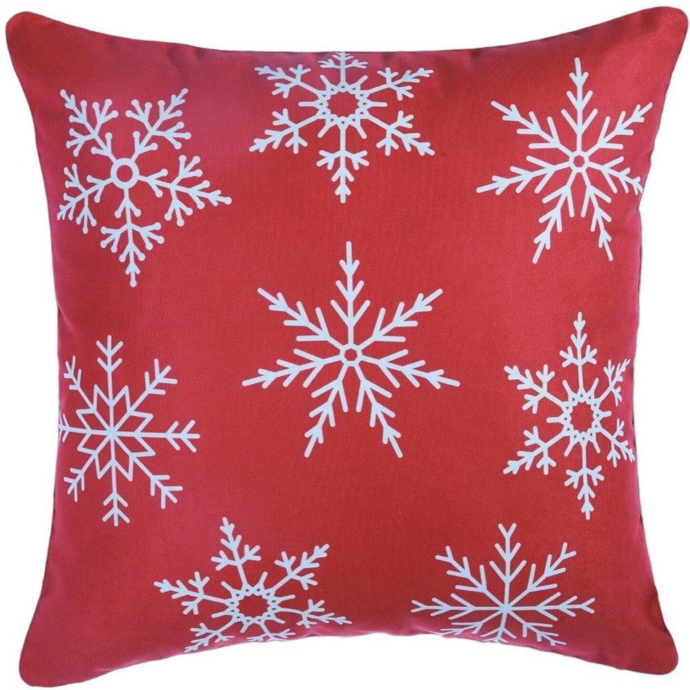 Set Of Four Red 18" Christmas Snowflakes Throw Pillow Covers-Accent Throw Pillows-DECOROLALA