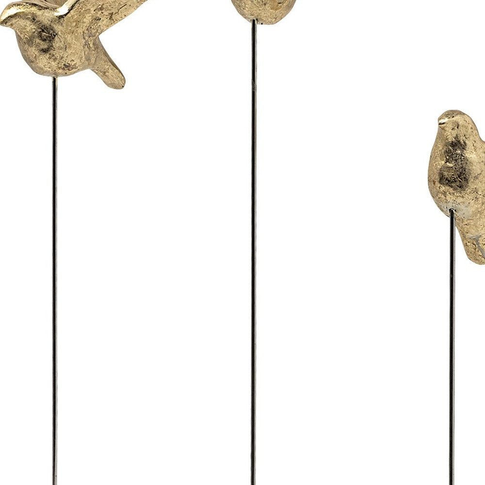 Set Of Three Gold Bird Sculptures-Sculptures-DECOROLALA