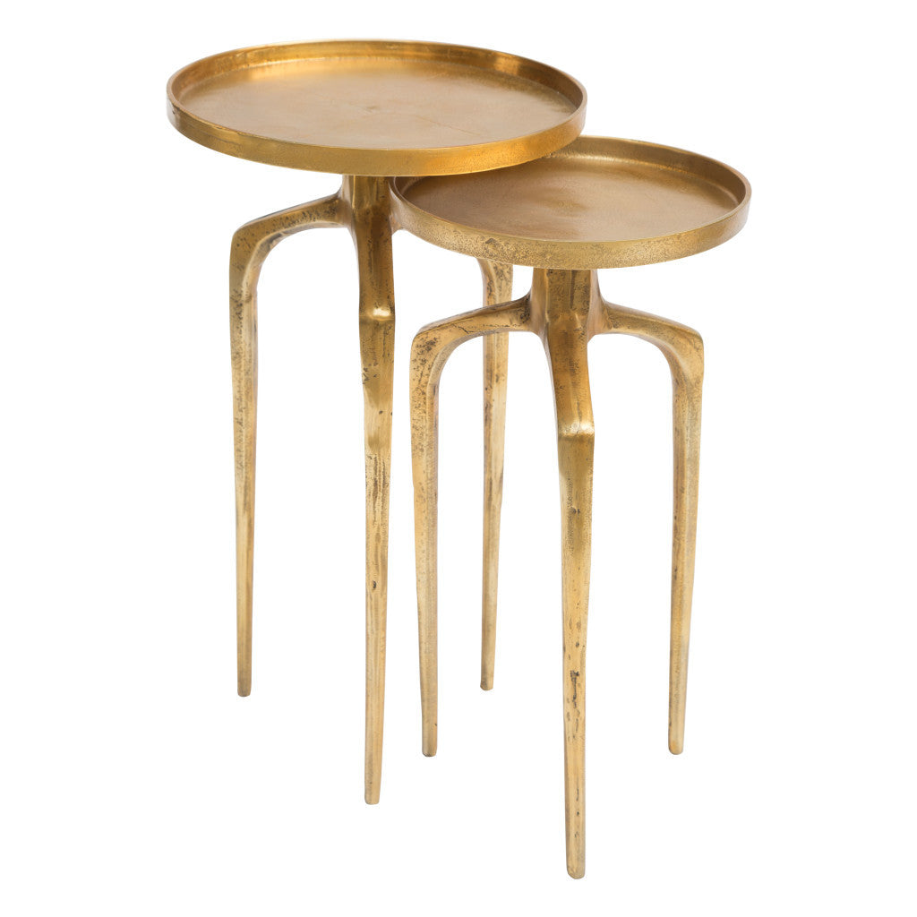 Set Of Two 13" Gold Nested Tables-End-Side Tables-DECOROLALA