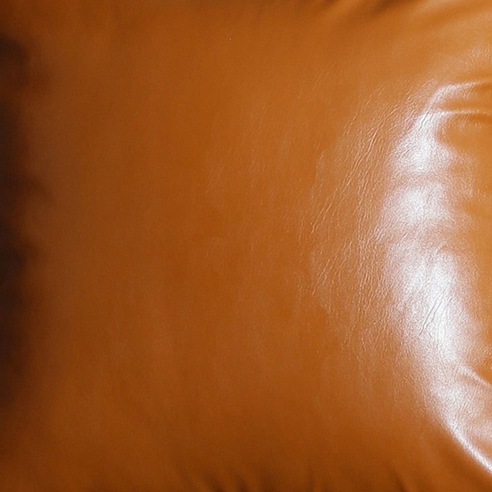 Set Of Two 17" X 17" Brown Faux Leather Zippered Pillow-Accent Throw Pillows-DECOROLALA