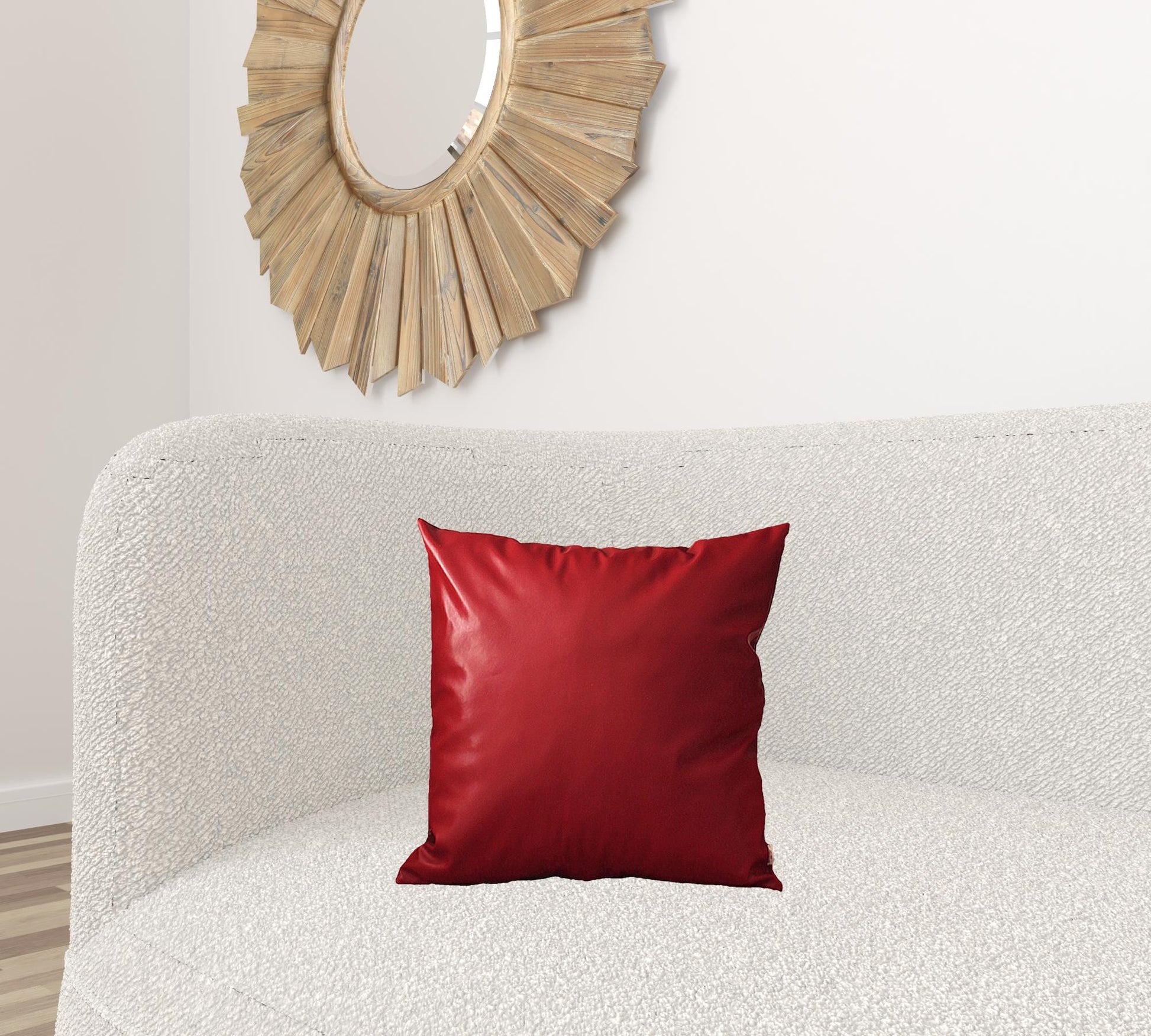 Set Of Two 17" X 17" Red Faux Leather Zippered Pillow-Accent Throw Pillows-DECOROLALA