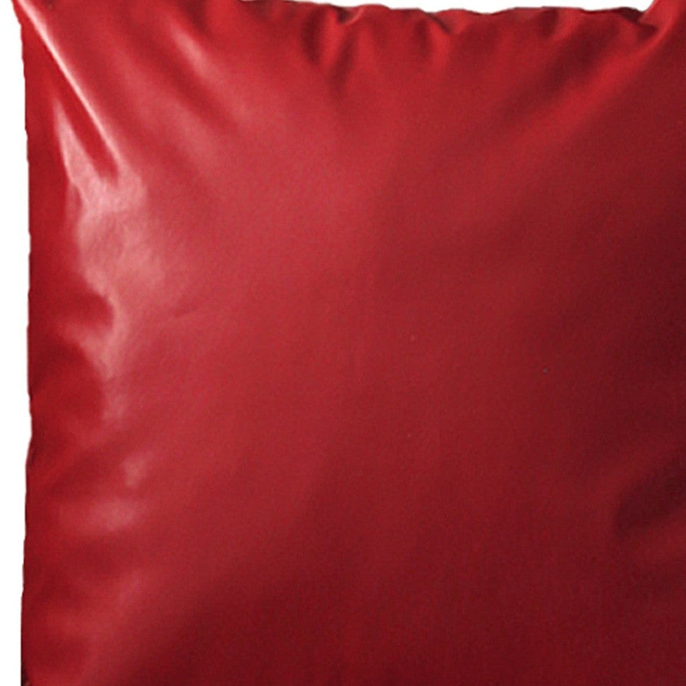 Set Of Two 17" X 17" Red Faux Leather Zippered Pillow-Accent Throw Pillows-DECOROLALA