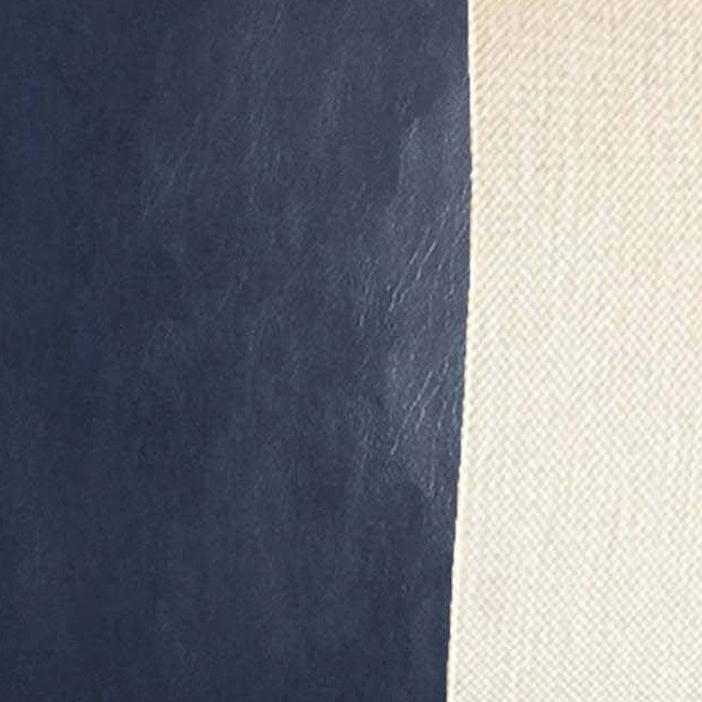 Set Of Two 18" X 18" Navy Blue and Ivory Faux Leather Zippered Pillow-Accent Throw Pillows-DECOROLALA