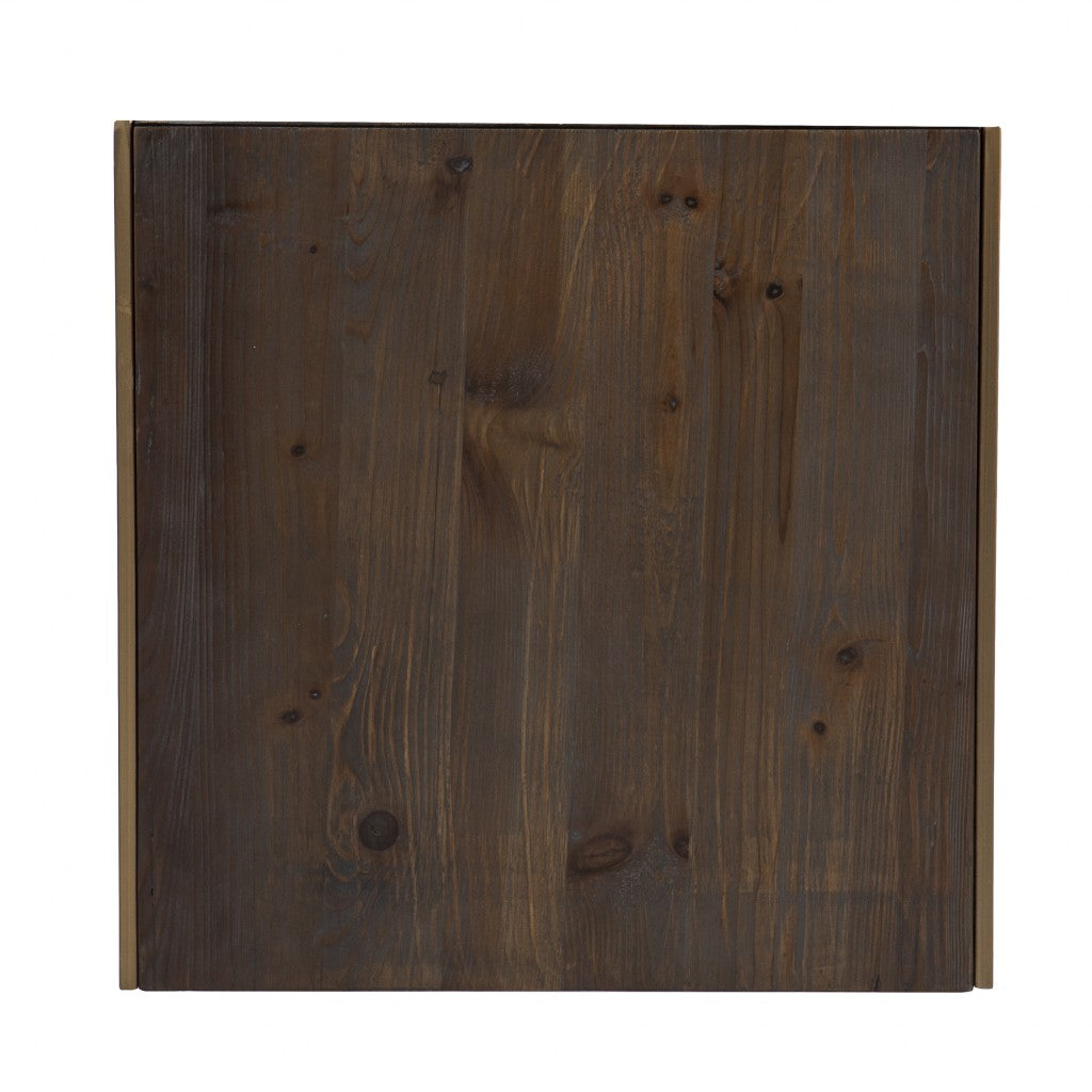 Set Of Two 19" Gray Solid Wood and Gold Chunky Nested End Tables-End-Side Tables-DECOROLALA