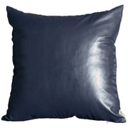 Set Of Two 20" X 20" Navy Blue Faux Leather Zippered Pillow-Accent Throw Pillows-DECOROLALA