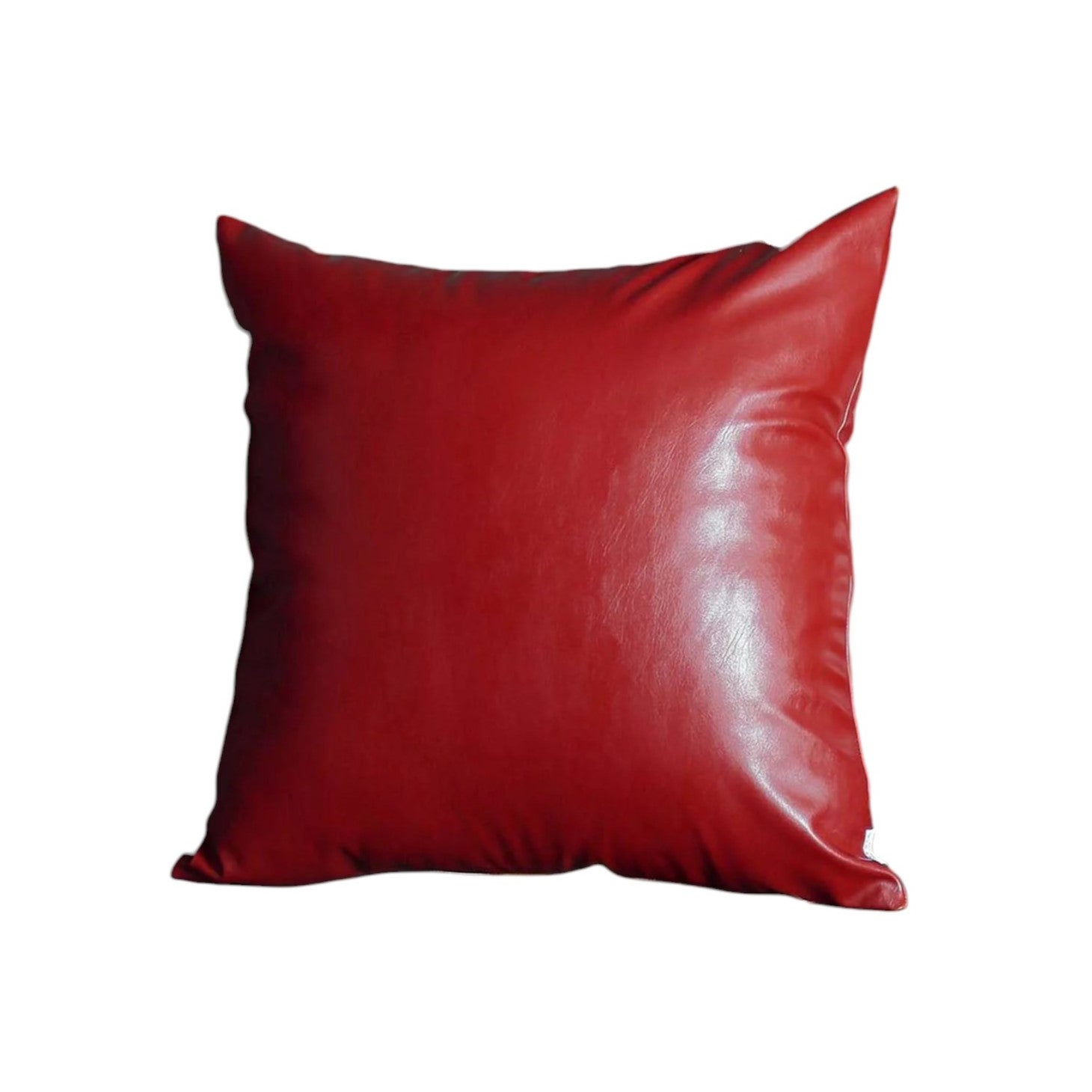 Set Of Two 20" X 20" Red Faux Leather Zippered Pillow-Accent Throw Pillows-DECOROLALA