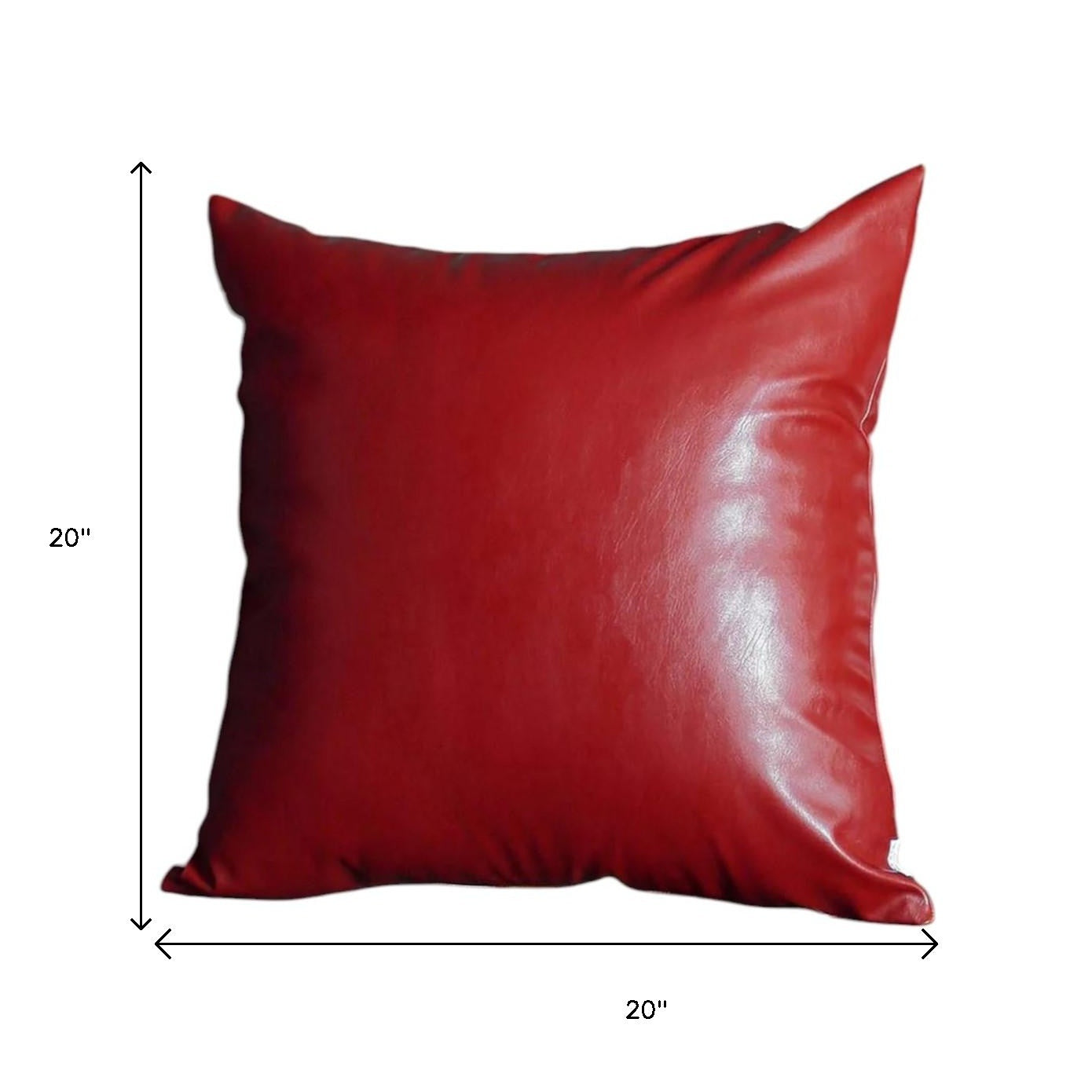 Set Of Two 20" X 20" Red Faux Leather Zippered Pillow-Accent Throw Pillows-DECOROLALA