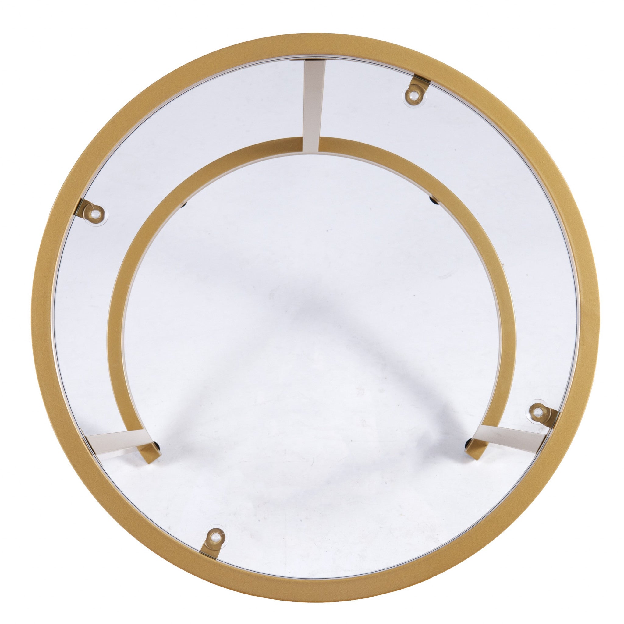 Set Of Two 23" Gold Glass And Steel Round Nested Tables-End-Side Tables-DECOROLALA