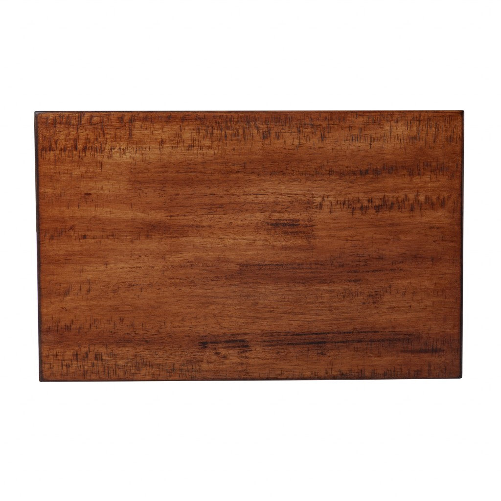 Set Of Two 25" Brown Solid Wood Rectangular Nested End Tables-End-Side Tables-DECOROLALA