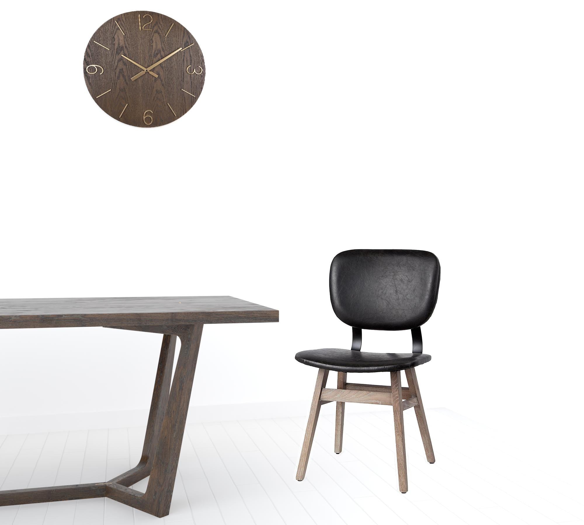 Set Of Two Black And Brown Upholstered Faux leather Open Back Side Chairs-Dining Chairs-DECOROLALA