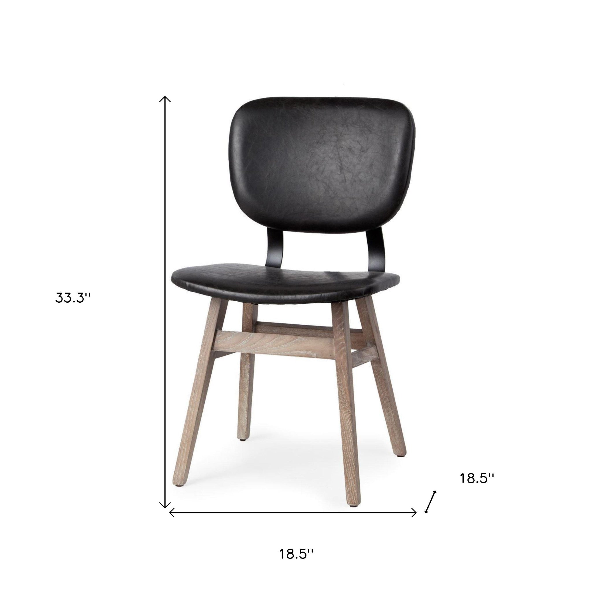 Set Of Two Black And Brown Upholstered Faux leather Open Back Side Chairs-Dining Chairs-DECOROLALA