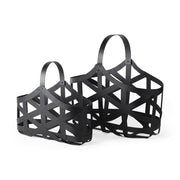 Set Of Two Black Geometric Metal Baskets-Organizers-DECOROLALA