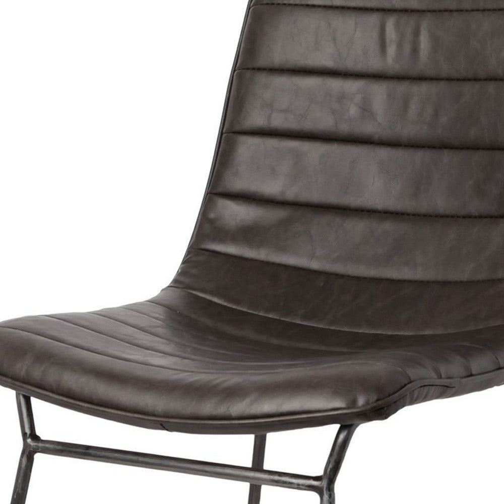 Set Of Two Black Upholstered Faux leather Side Chairs-Dining Chairs-DECOROLALA