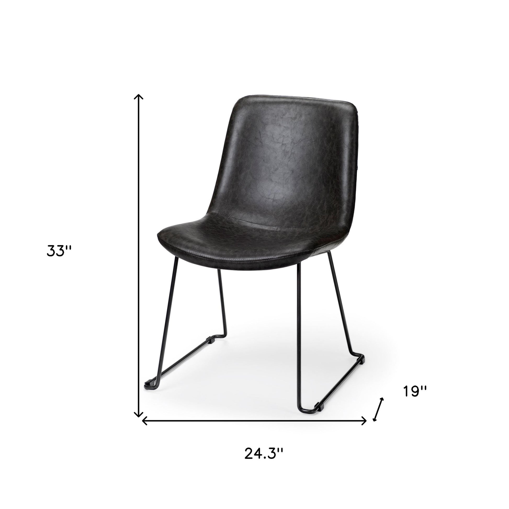 Set Of Two Black Upholstered Faux leather Side Chairs-Dining Chairs-DECOROLALA