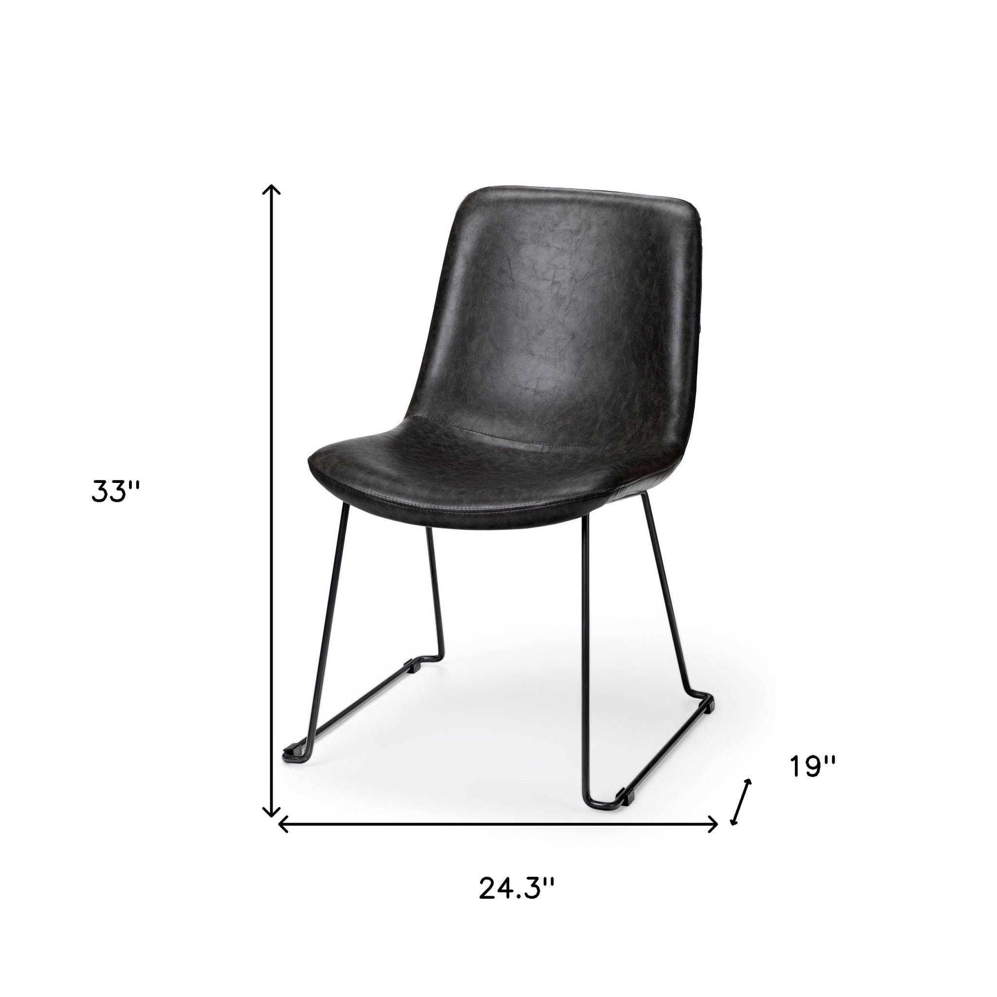 Set Of Two Black Upholstered Faux leather Side Chairs-Dining Chairs-DECOROLALA